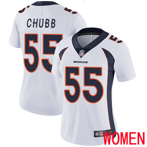 Women Denver Broncos 55 Bradley Chubb White Vapor Untouchable Limited Player Football NFL Jersey